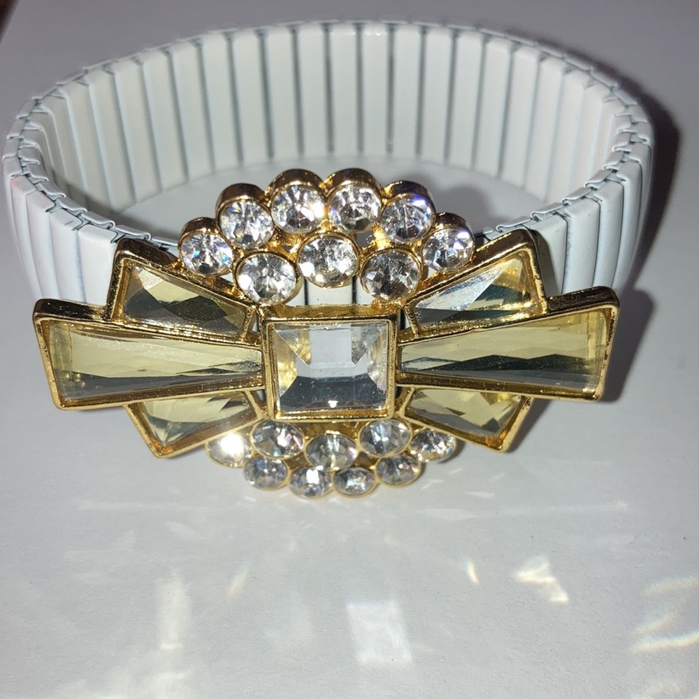 Vintage Art deco stainless / enamel streach bracelet